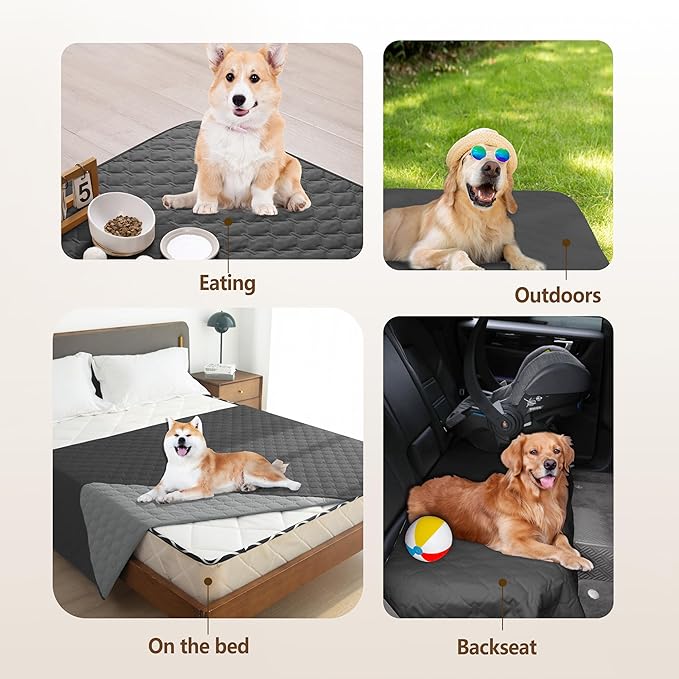 gogobunny 100% Double Sided Waterproof Dog Blanket Soft Pet Bed Cover Reversible Protect Furniture Couch Sofa Car for Puppy Large Dog Cat (Dark Charcoal/Light Charcoal, 30x90 Inch (Pack of 1)) - Image 5