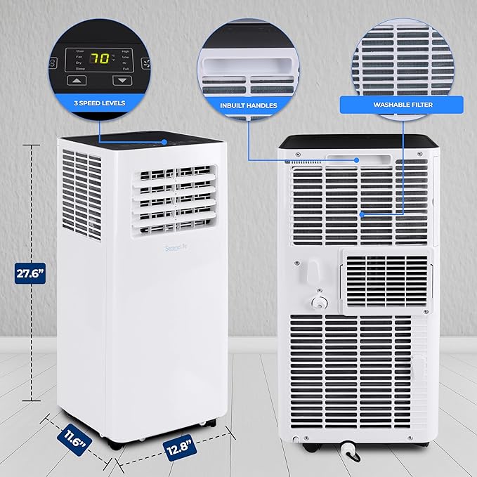 SereneLife Small Air Conditioner Portable 10,000 BTU with Built-in Dehumidifier - Portable AC unit for rooms up to 450 sq ft - WiFi app + Remote Control, Window Mount Exhaust Kit - Image 6