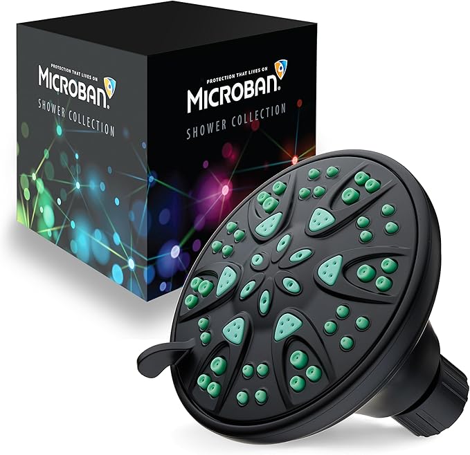 AquaDance Antimicrobial – Anti-Clog High-Pressure 6-Setting Shower Head with Microban Nozzle Protection from Growth of Mold, Mildew & Bacteria for Stronger Shower! 4" Coral Green - Image 2