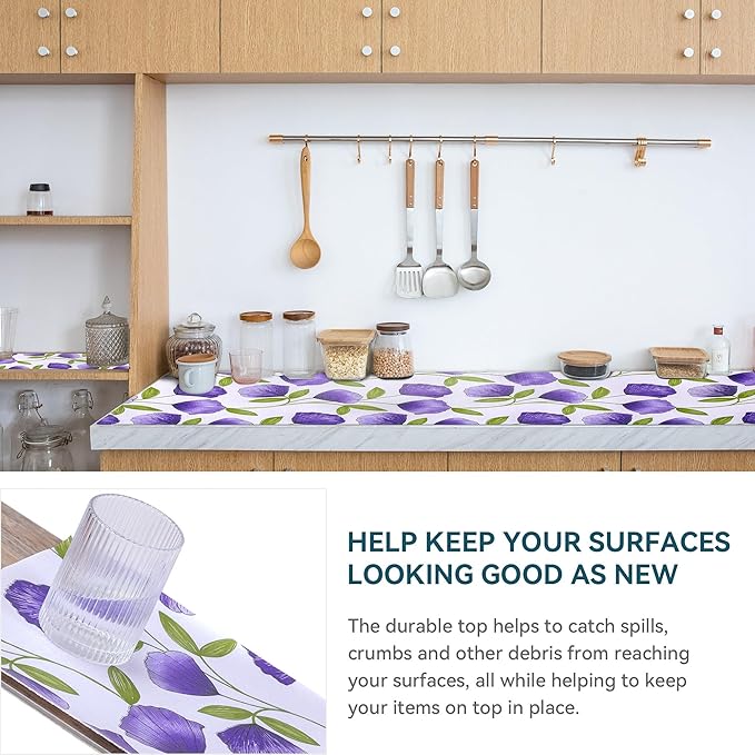 20" W x 360" L Floral Drawer and Shelf Liner for Cabinets, Non-Adhesive Strong Grip Non-Slip Flower Shelf Cabinet Kitchen Shelf Liners for Kitchen Cabinets - Image 3