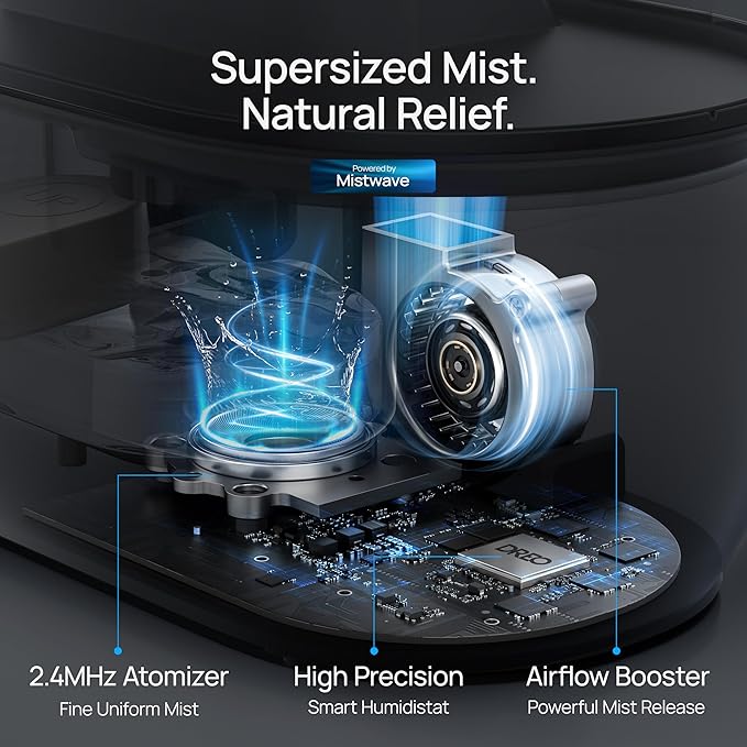 Dreo Smart Humidifiers for Bedroom, Top Fill 4L Supersized Humidifier Large Room with 28 dB, 36H Runtime, Touch/APP/Voice Control, Nightlight, Cool Mist Humidifiers for Baby, Plants, Indoor, Black - Image 11