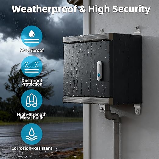 Joinfworld Outdoor Electrical Metal Box 11.8" x 11.8" x 7" Weatherproof Outdoor Junction Enclosure Steel Box with Lock Din Rail Cable Gland - Image 3