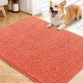OLANLY Dog Door Mat for Muddy Paws 40x32, Absorbs Moisture and Dirt, Absorbent Non-Slip Washable Doormat, Quick Dry Chenille Mud Mat for Dogs, Entry Indoor Entryway Carpet for Inside Floor, Coral by OLANLY