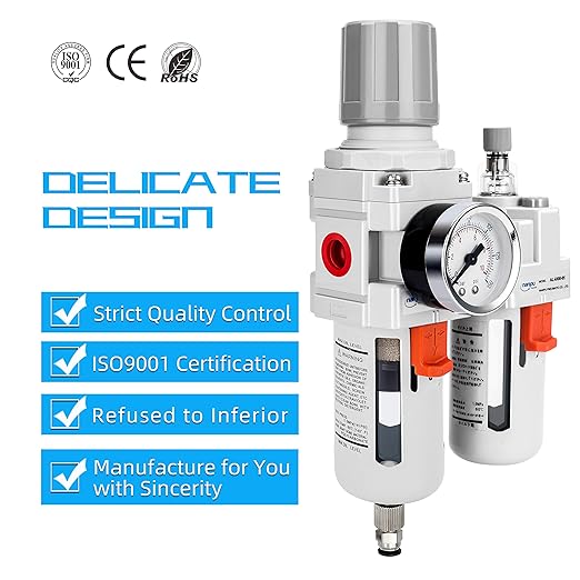 NANPU 3/4" NPT Compressed Air Filter Regulator Lubricator Combo (FRL) Water/Oil Trap Separator - Gauge(0-150 psi), 5 Micron Brass Element,Poly Bowl, Semi-Auto Drain, Metal Bracket - Image 6