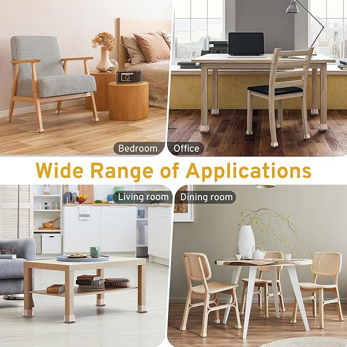 24PCS Extra Small Chair Leg Floor Protectors, Furniture Sliders, Chair Leg Protectors for Hardwood Floors, Non-Slip Felt Furniture Pads, Square Silicone Cap Covers to Protect Floors(Fit 0.5" - 0.75") - Image 7