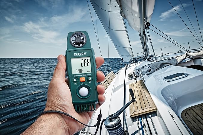 Extech EN510 10-in-1 Environmental Meter - Measures Air Velocity, Light, Sound, Temperature, Humidity, Dew Point, Wet Bulb, Heat Index, Wind Chill, Portable Multi-Function Tester with Backlit LCD - Image 5