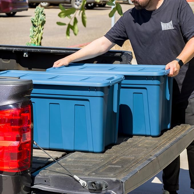 IRIS USA 20 Gallon Eco-Friendly Heavy Duty Storage Totes with Easy-Grip Handles, 4 Pack - Large Bins with Lids Garage Organizing Tubs, Durable Stackable Utility Containers, Made in USA - Navy - Image 7