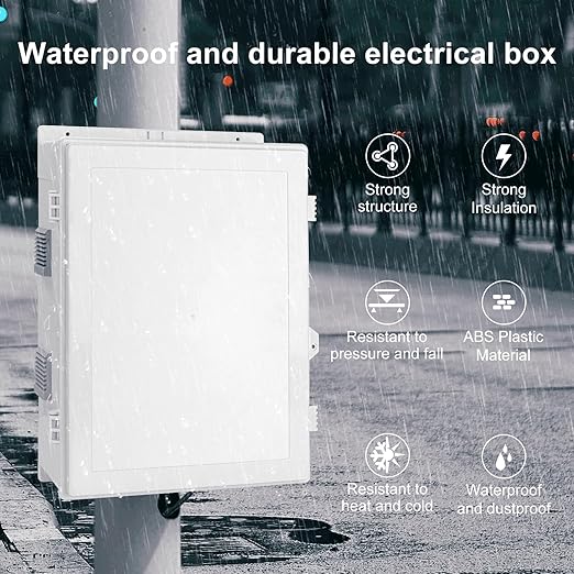 Outdoor Electrical Junction Box, ABS Water Resistant Enclosure with Internal Mounting Panel & Hinged Cover (18.1" H* 12.6" L* 4.3" W) - Image 2