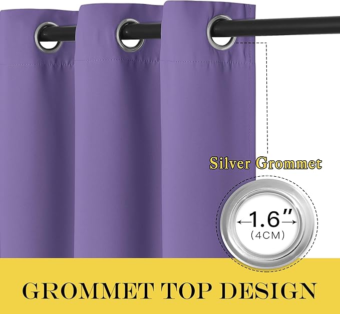 NICETOWN Blackout Curtains 84 Inch Length, Thermal Insulated Room Darkening Drapes Grommet Window Covering for Living Room Bedroom (W52 x L84 Inch, 1 Panel, Lilac Purple) - Image 5