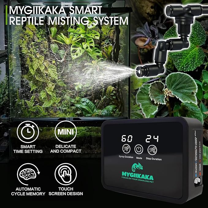 Reptile Smart Mister, Reptile Humidifiers Misting System Automatic with Timer, Terrariums Humidifier with 360°Adjustable Misting Nozzles, Spray Kit for Rainforest Plants Amphibian - Image 3