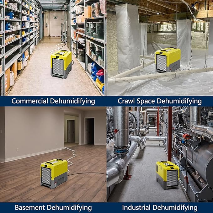 ALORAIR 180 PPD Commercial Dehumidifier with Pump Drain Hose, LGR Dehumidifiers for Basement Warehouse & Job Sites, Crawl Space Dehumidifier for Water Damage Restore, 5-Year-Limited Warranty, Yellow - Image 6