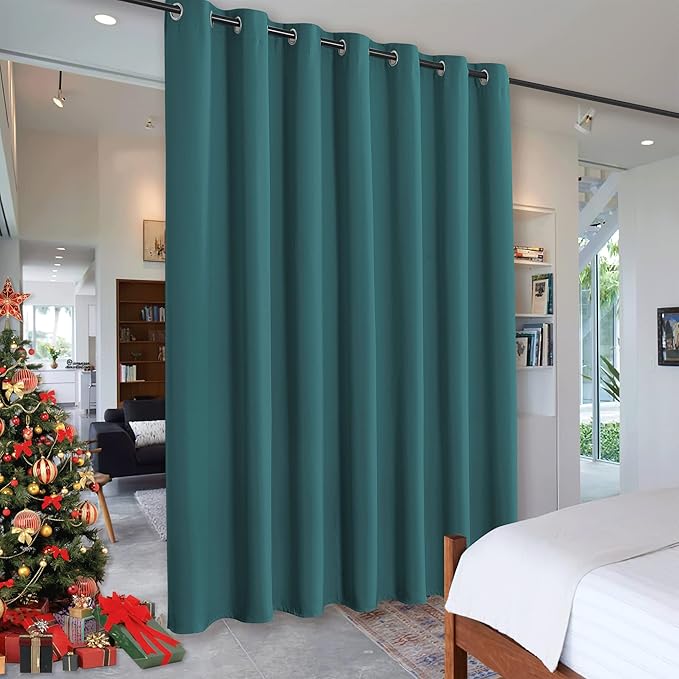 RYB HOME Room Divider Curtains for Closet Blackout Sound Reducing Privacy Drapes for Large Window Decor Wide Visual Barrier Shared Bedroom Loft Dorm, W 150 x L 108 inches, Teal, 1 Panel by RYBHOME