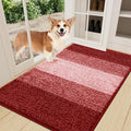 Smiry Dog Door Mat for Muddy Paws, Absorbs Moisture and Dirt, Low-Profile Entryway Mat with Non-Slip Backing, Entry Indoor Outdoor Doormat for Inside Floor (36x24 Inches, Burgundy, Striped) by Smiry
