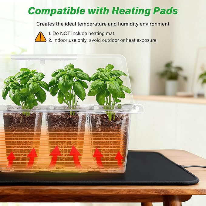 Bonviee 5-Pack Seed Starter Trays for Indoor Germination – Humidity Dome to Regulate Temperature & Humidity, Clear Tray for Root Observation, Drain Holes to Prevent Overwatering (5 Packs, Clear) - Image 7