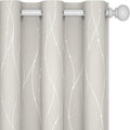 Deconovo Beige Curtains for Living Room, Thermal Insulated Soundproof Drapes with Wave Dots Silver Print, 42 x 84 Inch Long, Grommet Top, Set of 2 Window Panels for Living Room Bedroom Office Nursery by Deconovo