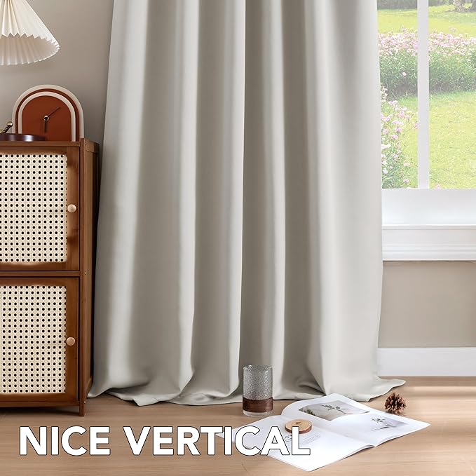 H.VERSAILTEX Blackout Curtains Thermal Insulated Window Treatment Panels Room Darkening Blackout Drapes for Living Room Back Tab/Rod Pocket Bedroom Draperies (2 Panels, Ivory/Cream, 42 x 63 Inch) - Image 8