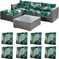 8Pcs Stretch Patio Cushion Cover, Art Deco Geometric Pattern Couch & Sofa Slipcovers for Patio Furniture Cushions Washable Reusable Couch Covers Replacement for All Season(Green, Cover Only) by CALBODE
