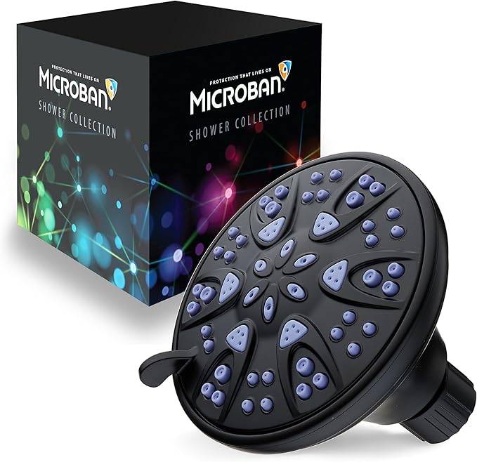 AquaDance Antimicrobial – Anti-Clog High-Pressure 6-Setting Shower Head with Microban Nozzle Protection from Growth of Mold, Mildew & Bacteria for Stronger Shower! 4" Sunset Blue - Image 3