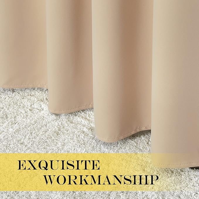 NICETOWN Blackout 102 inch Curtain for Living Room, Grommet Window Treatment Thermal Insulated Solid Sound Reducing Drapes for Bedroom, Biscotti Beige, 1 Panel, W52 x L102 - Image 6