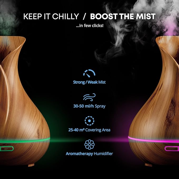 Smart WiFi Wireless Essential Oil Aromatherapy Diffuser - Works with Alexa & Google Home – Phone App & Voice Control - 400ml Ultrasonic Diffuser & Humidifier - LED & Timer Settings - Image 4