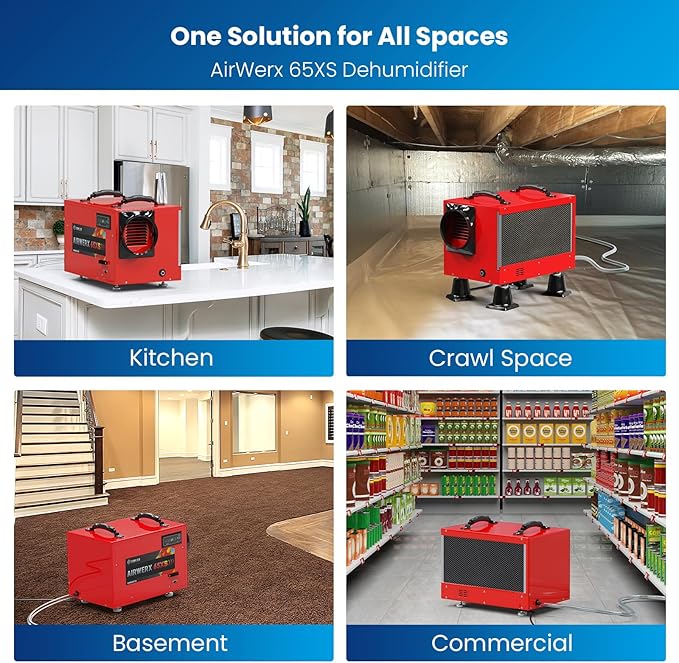 BaseAire 120 Pints Crawl Space Dehumidifiers with Pump Drain Hose, Energy Star Dehumidifier for Commercial, Basement, Kitchen, Industry Up to 1,300 sq. ft., Large Capacity, Compact, Auto Defrost - Image 7