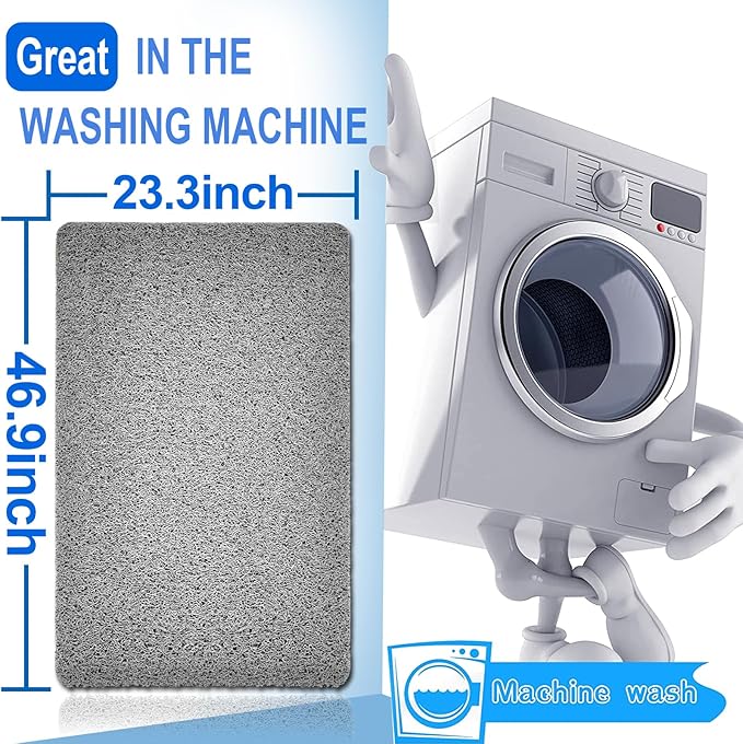 Shower Mats Non Slip for Elderly, 24x47’’Extra Lager Loofah Shower Mat, Loofah Bath Mats for Shower, Non-Slip Bath Mat for Elderly-Grey - Image 2