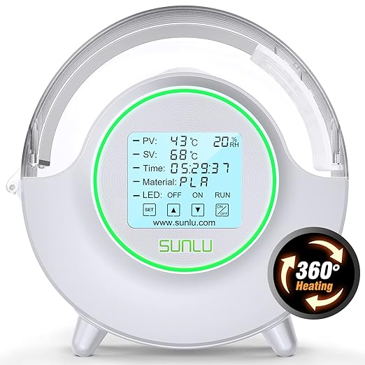 SUNLU Official Filament Dryer S2 Plus, 70℃ Max Temperature, Built-in Circulation Fan, 3D Printer Filament Storage Box Filament Dehydrator, Nylon TPU PLA PETG ABS 3D Printer Filament Dryer Box, White by SUNLU