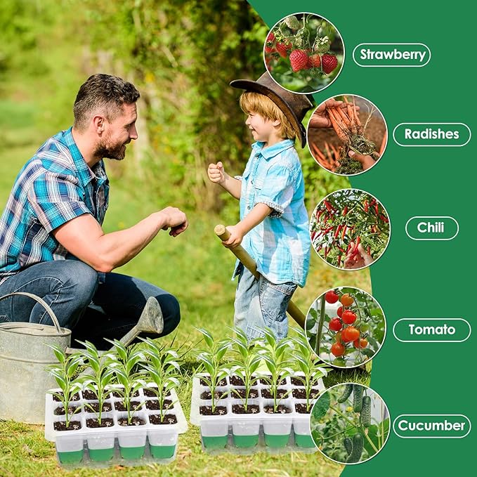 Reusable Seed Starter Tray, 4 Pack Silicone Seed Starter Kit for Starting Plant Seeds with Humidity Adjustable Dome and Lid, Indoor Seed Starting Supplies with Water Spray Bottle for Plants, BPA-Free - Image 7