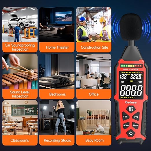 Power Supply Available Decibel Meter, Gedaye Sound Level Meter, A/C Weighted SPL Meter, Noise Measure Device 30-130dB, Noise Detector Sound Monitor Decibel Reader Classroom Factory Noisy Neighbor - Image 9
