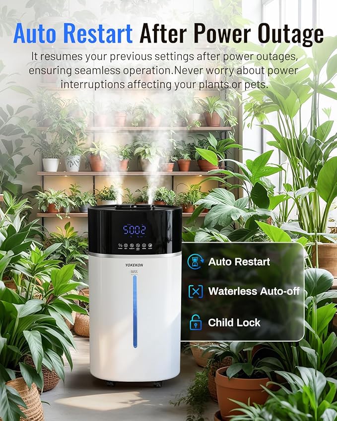 Yokekon Cool and Warm Mist Humidifier Large Room, 4.76Gal/18L Humidifiers for Home 2500 sq ft, Air Humidifiers for Bedroom with Diffuser&Extended Tube, Whole House Humidifiers for Nursery Baby Plants - Image 6