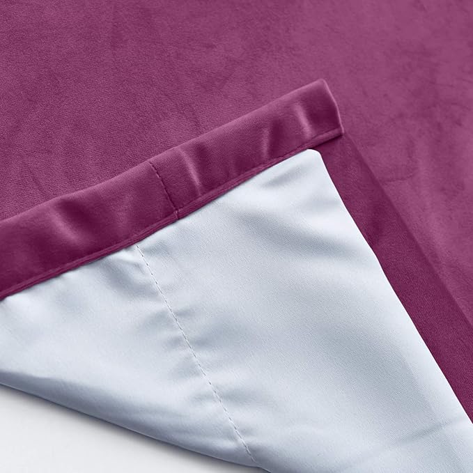 ChadMade Extra Wide Blackout Lined Premium Velvet Curtain Purple 120Wx72L Inch (1 Panel), Eyelet Grommet for Livingroom Bedroom Theater Studio, Leon Collection - Image 5