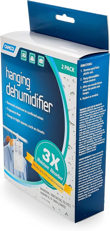Camco 44286 Fragrance Free Hanging Dehumidifier-Convenient Hook Absorbs up to 3x Its Weight in Water, Reduces Moisture and Humidity in Closets and Tightly Confined Spaces, 2 Pack - Image 2