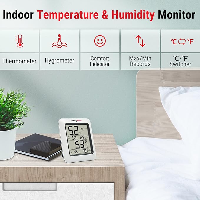 TempPro TP50 3 Pieces Digital Hygrometer Indoor Thermometer Room Thermometer and Humidity Gauge with Temperature Humidity Monitor (Previously ThermoPro) - Image 3