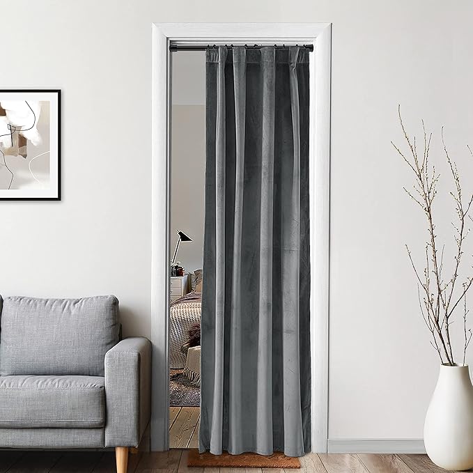 XTMYI Grey Velvet Privacy Room Divider Curtains for Room Separation,Back Tab Door Folding Screen Hanging Indoor Doorway 60-70% Soundproof Curtain for Office Partition Living Room Bedroom Window,Gray by %E2%80%9CX%E2%80%9Dforextremeperfection