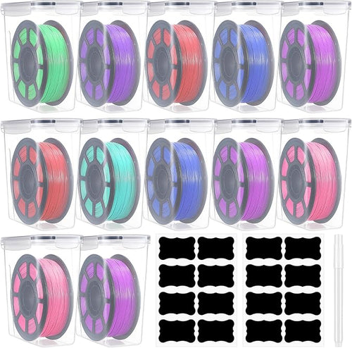 12 Pcs Large Filament Storage Box with Lids 3D Printer Dryer Clear Box Portable Storage with Label for 3D Printing Filaments Sealing and Protection 9.76 * 9.64 * 4.5inch by Blushtier