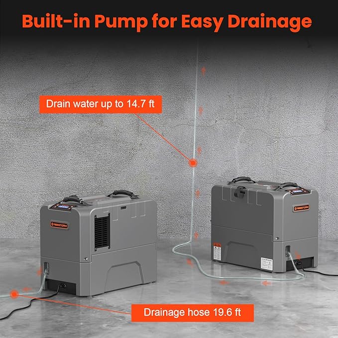 Abestorm LGR85 180 Pints Commercial Dehumidifier with Pump, Industrial Dehumidifiers for Basement Crawl Space Warehouse, Auto Defrosting, Memory Starting, 5 Years Limited Warranty - Image 2