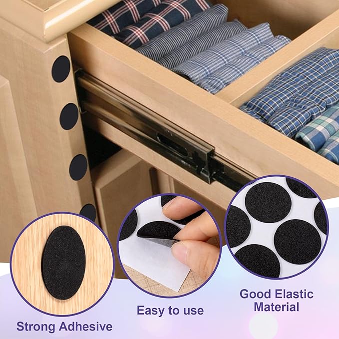 160 Pcs Small Felt Furniture Pads, Self-Adhesive EVA Foam Dot Circles, Round Felt Furniture Stickers for Desks Drawers Vases Photo Frames Cabinets Doors Candlesticks - Black (1.18") - Image 4