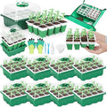 Reusable Silicone Seed Starter Tray, 96 Cells Seed Starter Kit with Humidity Adjustable Dome and Lid, 8 Packs Plant Germination Trays with Repotting Mat Germination Kit for Seeds Grow Starting by Qinzave