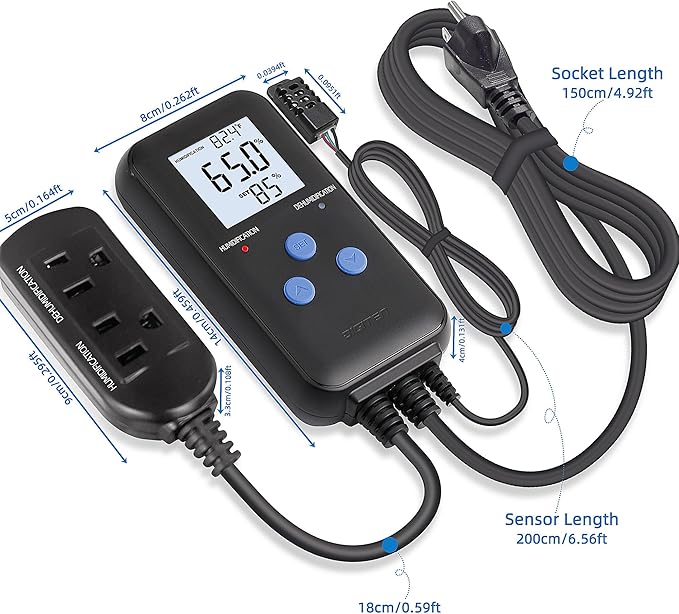 Digital Humidity Controller, Pre-Wired Humidity Controlled Dual Stage Outlets for Mushroom Growing, Reptile, Grow Tent, Humidifier/Dehumidifier - Image 6