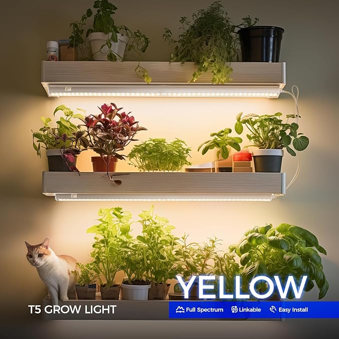 Barrina Grow Lights for Indoor Plants Full Spectrum, 2ft 40W (4 x 10W), T5 Plant Lights for Indoor Plants, Greenhouse, Plug and Play, Yellow, 4-Pack - Image 2