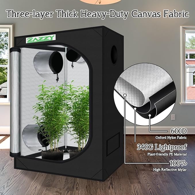 zazzy Tent for Plants Indoor, 48"x24"x60" Grow Tents Plant Tent 600D Mylar Reflective Grow Tent for Hydroponics Indoor Growing 4x2 - Image 5