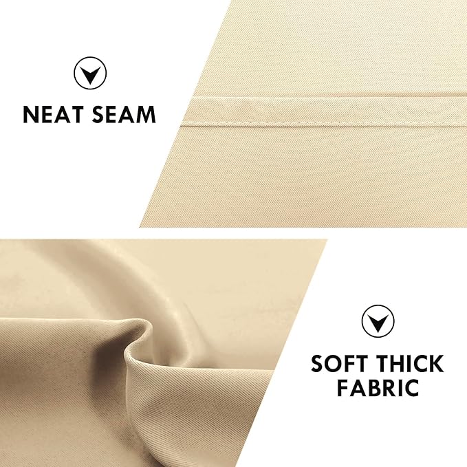 DWCN Blackout Curtains for Living Room Thermal Insulated, Energy Saving & Noise Reducing Bedroom Curtains, Beige, W 70x L 72 Inch, Set of 2 Rod Pocket Curtain Panels - Image 6