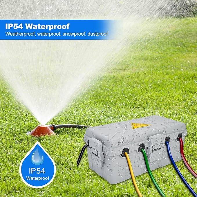 Hrensaw Medium Outdoor Electrical Box(10.6x5.5x4.5inch),Weatherproof Connection Box w/6 Cable Entry,IP54 Waterproof Extension Cord Cover Protect Power Strip,Timer,Plug,Holiday Lights,Grey - Image 5