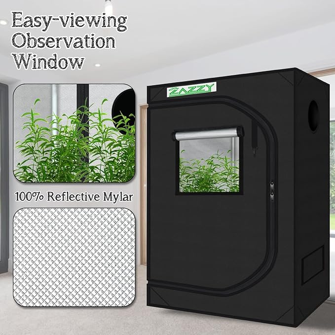 zazzy Tent for Plants Indoor, 48"x24"x60" Grow Tents Plant Tent 600D Mylar Reflective Grow Tent for Hydroponics Indoor Growing 4x2 - Image 4