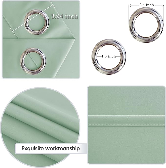 DWCN Blackout Curtain Panel for Bedroom - Thermal Insulated Energy Saving Grommet Blackout Drapery for Patio Door, Room Divider Big Long Curtain, Aqua, W100 by L84, 1 PC - Image 3