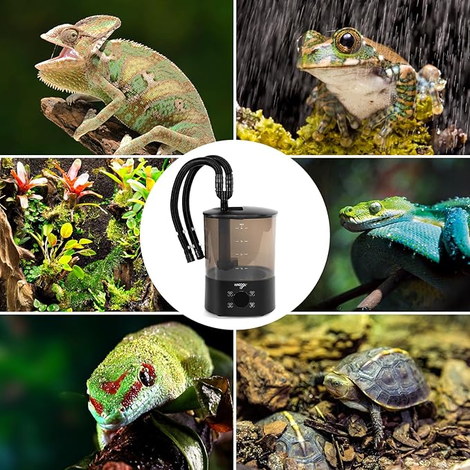 WACOOL Upgraded Digital Timing Reptile Fogger, 4L No Leak Reptile Humidifier with 2 Hose, Top Filling Automatic Terrarium Humidifier Fogger for Reptile Use - Image 9