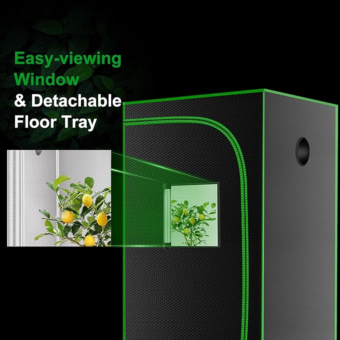 MELONFARM 32"x32"x63'' Grow Tent, High Reflective 600D Diamond Mylar Canvas with Observation Window and Floor Tray for Hydroponic Indoor Plant Growing - Image 5