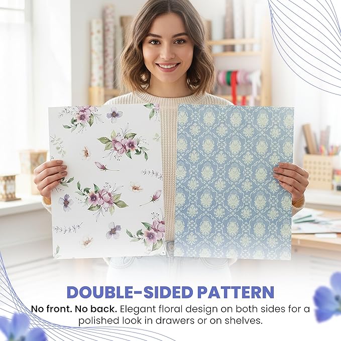 8X Linen Scented Drawer Liners for Dresser - Non Adhesive Cabinet Liners for Shelves - Double-Sided Pattern Kitchen Shelf Liners - Shelf Paper for Bathroom, Cupboard & Closets are Ideal Winter Gift - Image 6