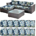 12Pcs Stretch Patio Cushion Cover, Printed Couch & Sofa Slipcovers for Patio Furniture Cushions Washable Reusable Couch Covers Replacement for Autumn Winter (Dark Blue Floral, Cover Only) by CALBODE