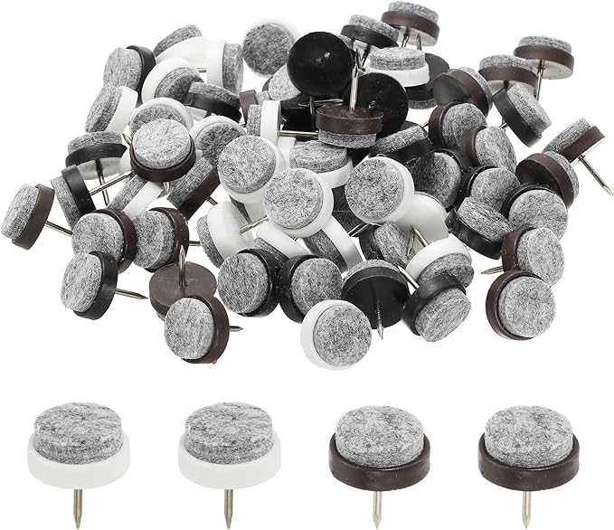 PATIKIL 20 mm Nail-on Felt Pads, 72 Pcs Round Felt Furniture Sliders Pads Heavy Duty Floor Protectors for Wooden Chair Sofa Cabinet Table Leg Feet Hardwood Floors, Black/Brown/White by PATIKIL